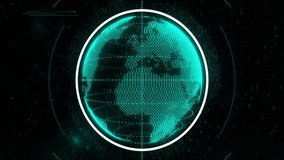 Opening glowing wireframe globe spinning linking eight icons around illustrating network security. Technology, cybersecurity, data, global, connectivity, innovation, digital - Powered by Shutterstock - Get 15% off with code: PIKWIZARD15