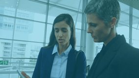 Businesswoman tapping smartphone showing dashboard updating business metrics as colleague observing. Technology, innovation, data, analytics, corporate, collaboration, modern - Powered by Shutterstock - Get 15% off with code: PIKWIZARD15