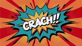 Crash Comic Book Style Animated Text with Sound Effect, Retro Vintage Pop Art Style Cartoon on Comic Strip Background. - Powered by Shutterstock - Get 15% off with code: PIKWIZARD15