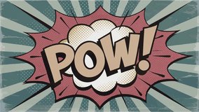 Pow Comic Book Style Animated Text with Sound Effect, Retro Vintage Pop Art Style Cartoon on Comic Strip Background. - Powered by Shutterstock - Get 15% off with code: PIKWIZARD15