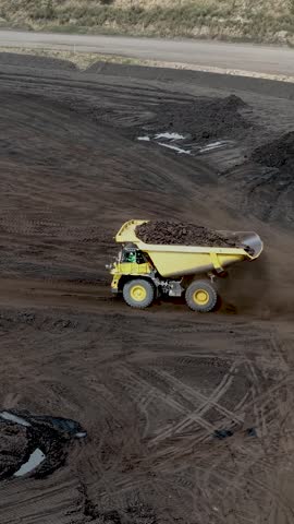aerial view portrait of coal truck hd fully loaded