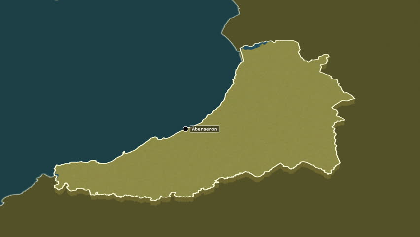Ceredigion region, Wales - Great Britain, extruded. Pattern map