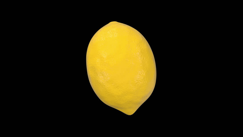 Lemon Rotating on a Transparent Background. Seamless Loop. 4K