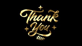 Thank you text animation. Animated text with gold particles and lettering effect. Suitable for thanks video messages, greeting cards, and social media reels. Features 4K and transparent background - Powered by Shutterstock - Get 15% off with code: PIKWIZARD15