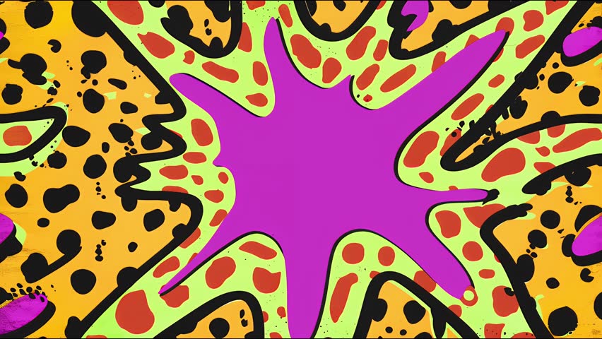Animated cartoon background with bright pop art elements, halftone patterns, and smooth comic-style motion. Perfect for bold visual storytelling