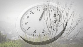 On clip start semi-transparent clock dial advancing minute and hour hands showing time passing. Abstract, minimalist, visualization, timing, progression, contemplative, tranquil - Powered by Shutterstock - Get 15% off with code: PIKWIZARD15