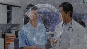 Nurse pointing medical details on clipboard while doctor writing, globe network overlay drifting. Healthcare, collaboration, digital, technology, professionalism, communication, hospital - Powered by Shutterstock - Get 15% off with code: PIKWIZARD15