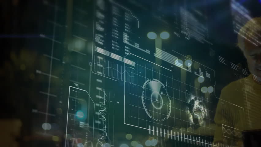 Technology engineer stepping into hologram, swiping panels updating charts and rotating globe. Futuristic, innovation, data visualization, digital interface, analytics, smart technology, urban - Powered by Shutterstock - Get 15% off with code: PIKWIZARD15