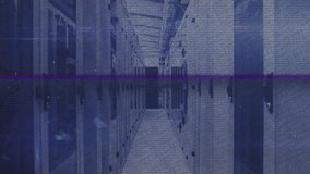 Fixed server corridor flickering blue scan line appearing indicating interference then settling. Technology, data centers, cybersecurity, digital infrastructure, industrial, futuristic, network - Powered by Shutterstock - Get 15% off with code: PIKWIZARD15
