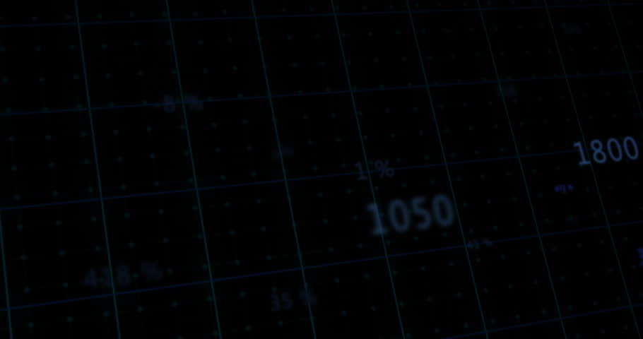At startup, green line graph fluctuating while digital panels slide updating values for monitoring. Technology, data visualization, analytics, digital interface, scientific, futuristic, progress