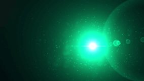 Abstract space scene with a bright green flare, lens effects, floating particles, and a planetary silhouette. Ideal for sci-fi themes, cosmic designs, or futuristic backgrounds. - Powered by Shutterstock - Get 15% off with code: PIKWIZARD15
