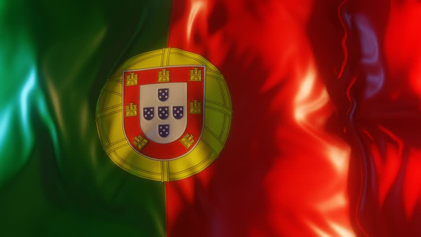 Portugal Flag Frontal Close up View 3D Render