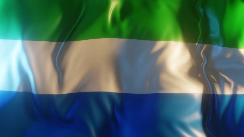 Sierra Leone Flag Frontal Close up View 3D Render