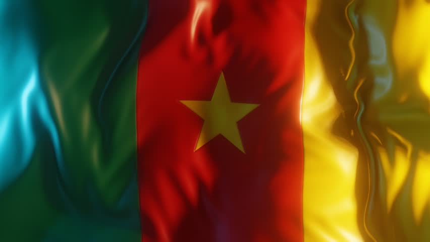 Cameroon Flag Frontal Close up View 3D Render