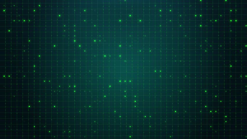 Futuristic Dark Green Digital Grid HUD Interface Background Loop