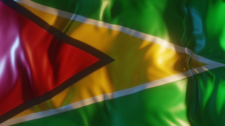 Guyana Flag Frontal Close up View 3D Render