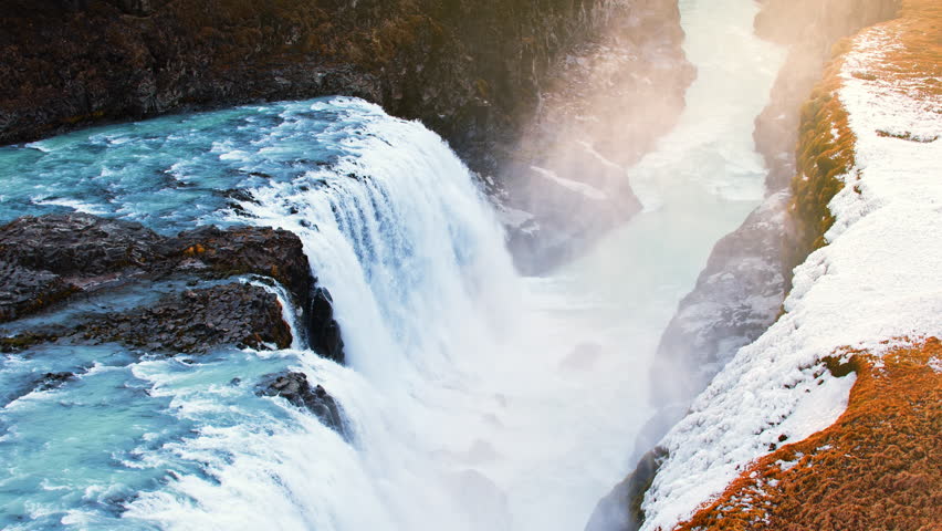 Gullfoss waterfall in Iceland, The most famous landmark of the Golden Ring
