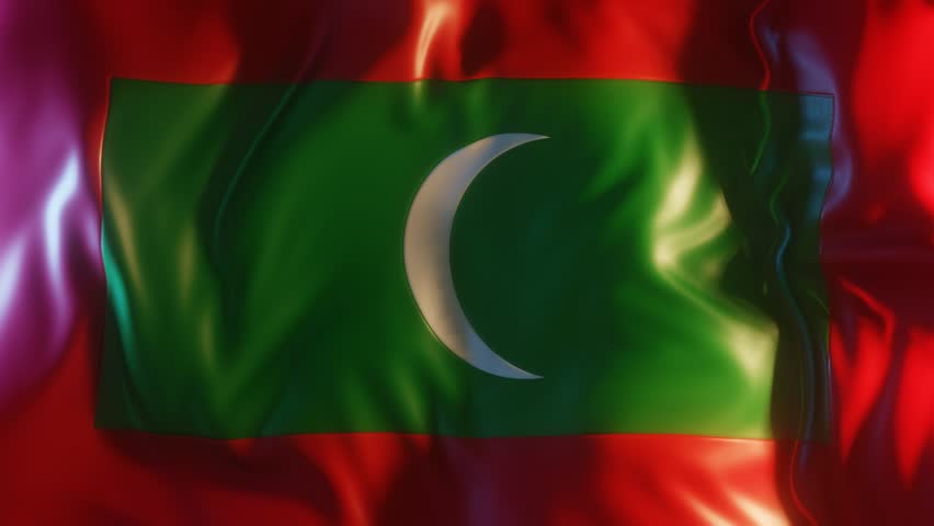 Maldives Flag Frontal Close up View 3D Render