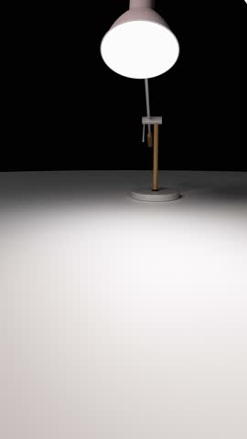 4K Portrait Video: Trio of Table Lamps Casting Light Toward Center on Stage with Clean Lower Space for Branding – Elegant Zoom Out
