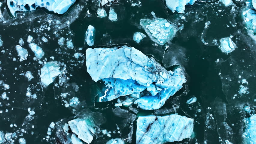 Icebergs from melting glacier in Jokulsarlon glacier lagoon in Iceland, Arctic nature ice landscape