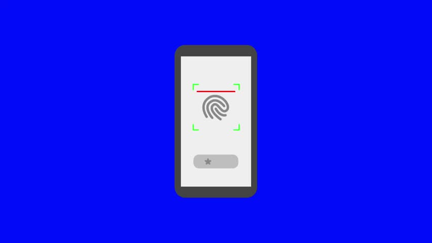 Finger scanning application on smartphone animation. Motion graphics. HD video.