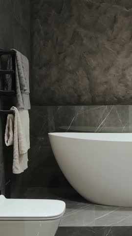Explore a Modern Bathroom that Showcases Elegant and Stunning Design Features Throughout. Vertical video