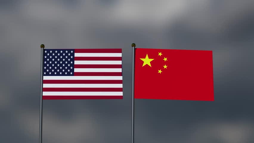 America china flag country national waving cloudy background wallpaper movie vdo usa united state america china flag trade war import export conflict donald trump tax tariff industry financial trade