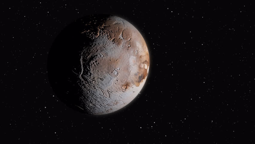 Close-up and high-detail view of the planet with focus shift, slightly blurring the background space