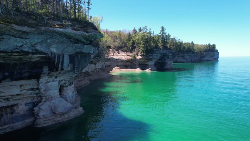 Beautiful Landscape at Pictured Rocks National Lakeshore Michigan, Lake Superior 