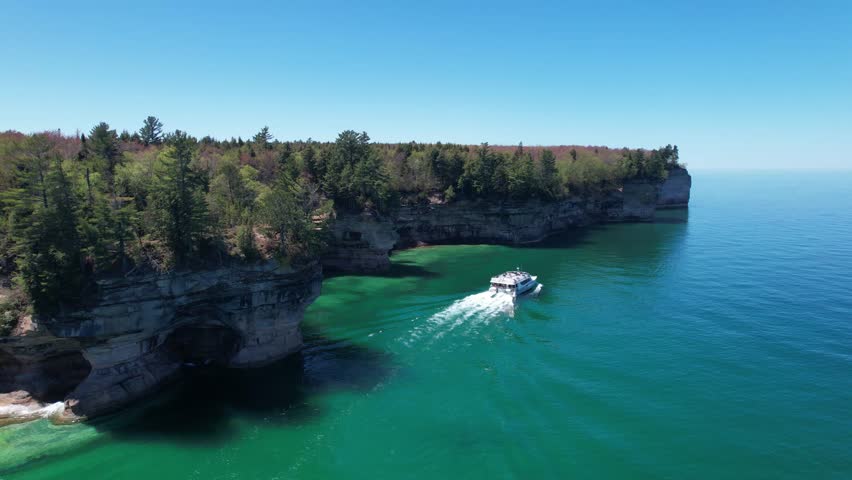 Beautiful Landscape at Pictured Rocks National Lakeshore Michigan, Lake Superior 
