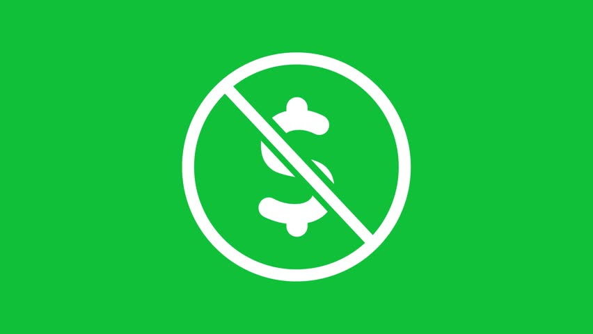 De-dollarization payment transaction dollar money not allowed logo symbol prohibition crossed circle in green screen background