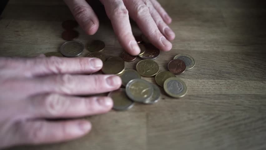 Sorting and Counting Euro Coins and Cents — Close-Up Money Handling Task