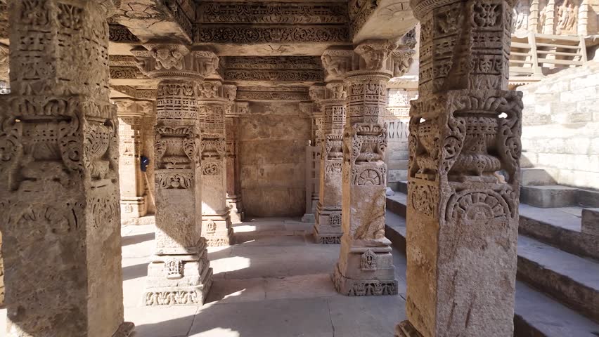 India. An ancient temple with unique stone carvings