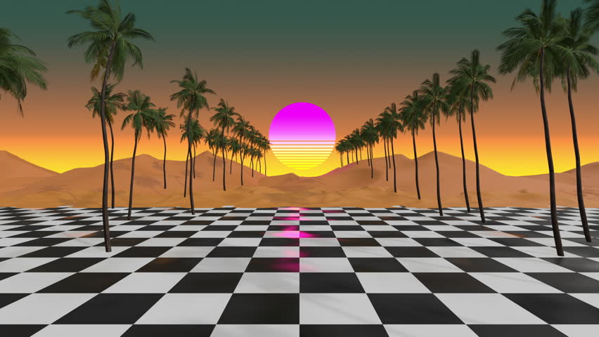 80s Sun Beach Background and Loop
