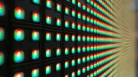 Close-up of an illuminated LED matrix display, showing a grid of blue diodes glowing against a dark background, emphasizing digital technology and modern electronics - Powered by Shutterstock - Get 15% off with code: PIKWIZARD15