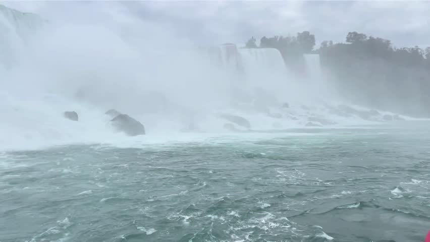 Niagara Falls Up Close from the Boat.Stunning Boat View. Ontario,Canada