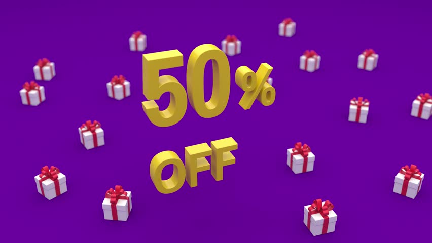 Special super offer Percentage number 50 off 4k. 3D Illustration