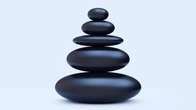 Abstract minimalist fashion art composition of harmony, mental health. Balancing smooth black stones on white background. Modern seamless 3d animation. - Powered by Shutterstock - Get 15% off with code: PIKWIZARD15
