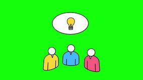 Three People Thinking Cartoon Green Screen Animation Video – Light Bulb Idea Concept for Creative Problem Solving 
 and Brainstorming - Powered by Shutterstock - Get 15% off with code: PIKWIZARD15