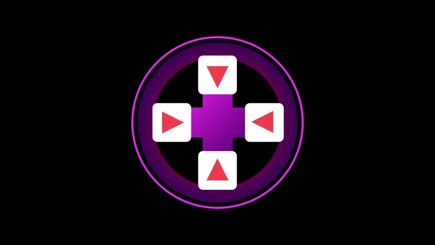 A gamepad-style interface showing pink arrow keys in a circular pad layout, referencing retro gaming themes for UI and button design - Powered by Shutterstock - Get 15% off with code: PIKWIZARD15