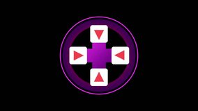 A gamepad-style interface showing pink arrow keys in a circular pad layout, referencing retro gaming themes for UI and button design - Powered by Shutterstock - Get 15% off with code: PIKWIZARD15