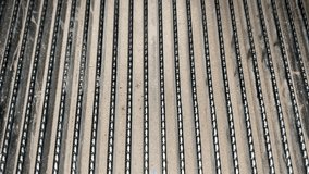 Striped metal staircase pattern on escalator foot step. Stainless steel escalator floor plate texture, ideal for modern and industrial design concepts - Powered by Shutterstock - Get 15% off with code: PIKWIZARD15