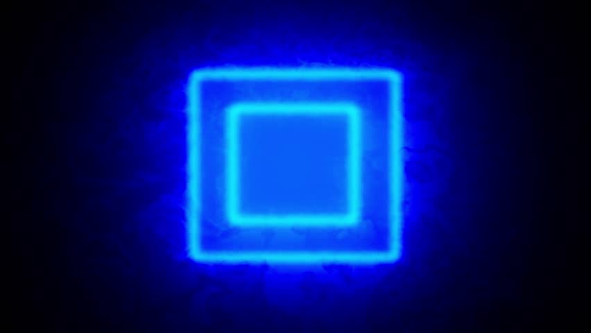 moving animation of a square frame that lights up like a sword saber. rotating glowing box background

