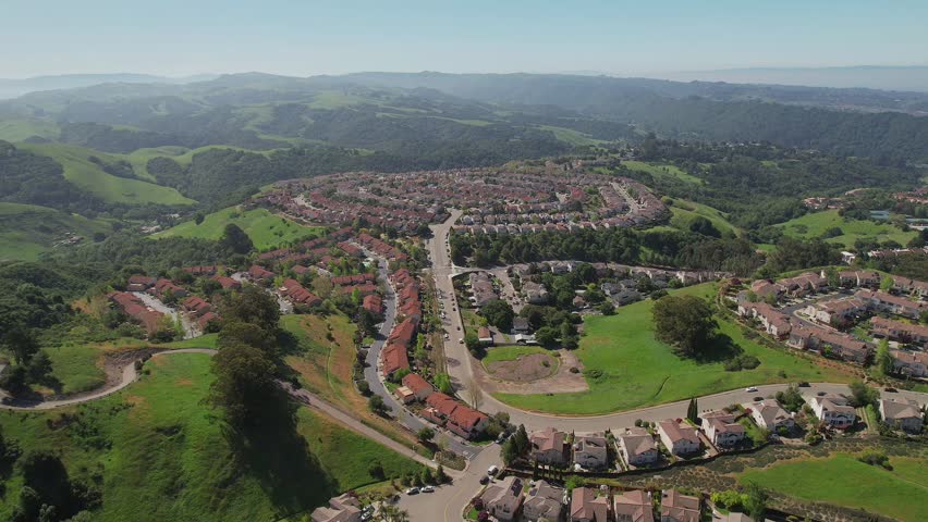 Houses and Green Hills in San Francisco East Bay, California