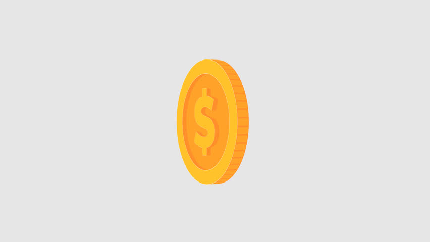 Looping 3D animation of a rotating gold coin with a dollar sign, symbolizing success, finance, and profit. Transparent background in Ultra HD 4K.