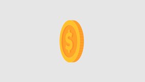Looping 3D animation of a rotating gold coin with a dollar sign, symbolizing success, finance, and profit. Transparent background in Ultra HD 4K. - Powered by Shutterstock - Get 15% off with code: PIKWIZARD15