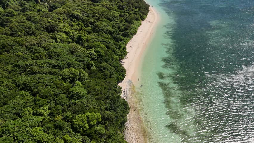 Green Island, Cairns, Queensland, Australia – 4K Aerial Drone Footage of Coral Cay on the Great Barrier Reef, Featuring Turquoise Waters, Coastal Reef, Jetty, White Sand Beaches, and Lush Rainforest 