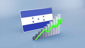 Honduras Flag and Bar Chart Graph Showing Increasing Values a Green Arrow Developing Country Concept - Powered by Shutterstock - Get 15% off with code: PIKWIZARD15
