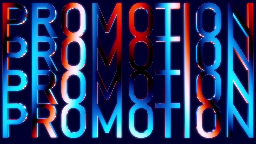 Promotion background banner with glossy metal 3d text isolated on black background. Smooth animation for sale banner with huge modern typography. Concept for limited time discount promotion in shop.