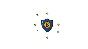 Animated Bitcoin security shiel Blue shield with a yellow b inside, ideal for logo designs, branding, and corporate identity projects. Perfect for security and technology companies. - Powered by Shutterstock - Get 15% off with code: PIKWIZARD15